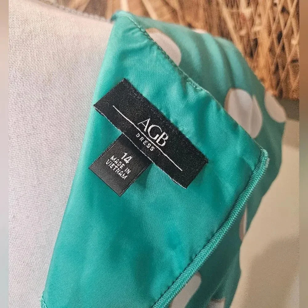 AGB Teal Polka Dot Midi Dress